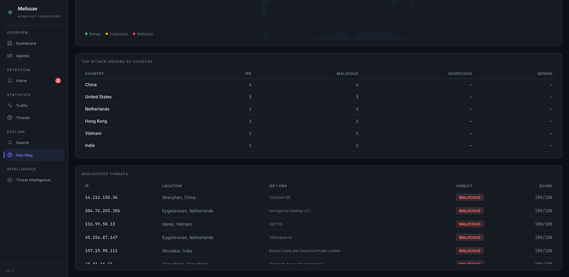 GeoIP Attack Map (country breakdown)